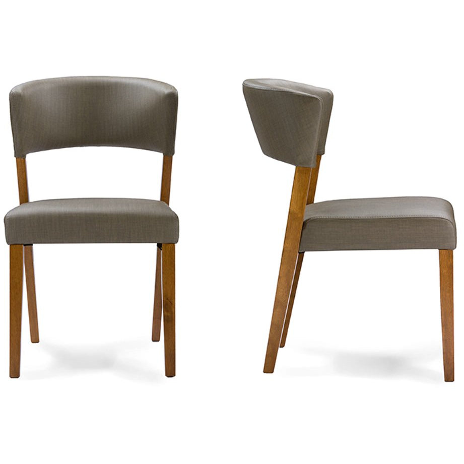 Baxton Studio Montreal Mid-Century Dark Walnut Wood Grey Faux Leather Dining Chairs (Set of 2) Baxton Studio-dining chair-Minimal And Modern - 4