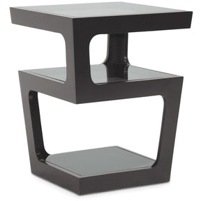 Baxton Studio Clara Black Modern End Table with 3-Tiered Glass Shelves Baxton Studio-coffee tables-Minimal And Modern - 1