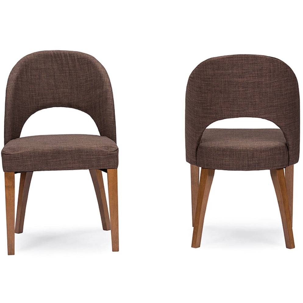 Baxton Studio Lucas Mid-Century Style Brown Fabric Dining Chair (Set of 2) Baxton Studio-dining chair-Minimal And Modern - 1
