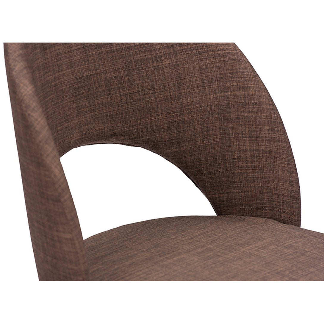 Baxton Studio Lucas Mid-Century Style Brown Fabric Dining Chair (Set of 2) Baxton Studio-dining chair-Minimal And Modern - 4