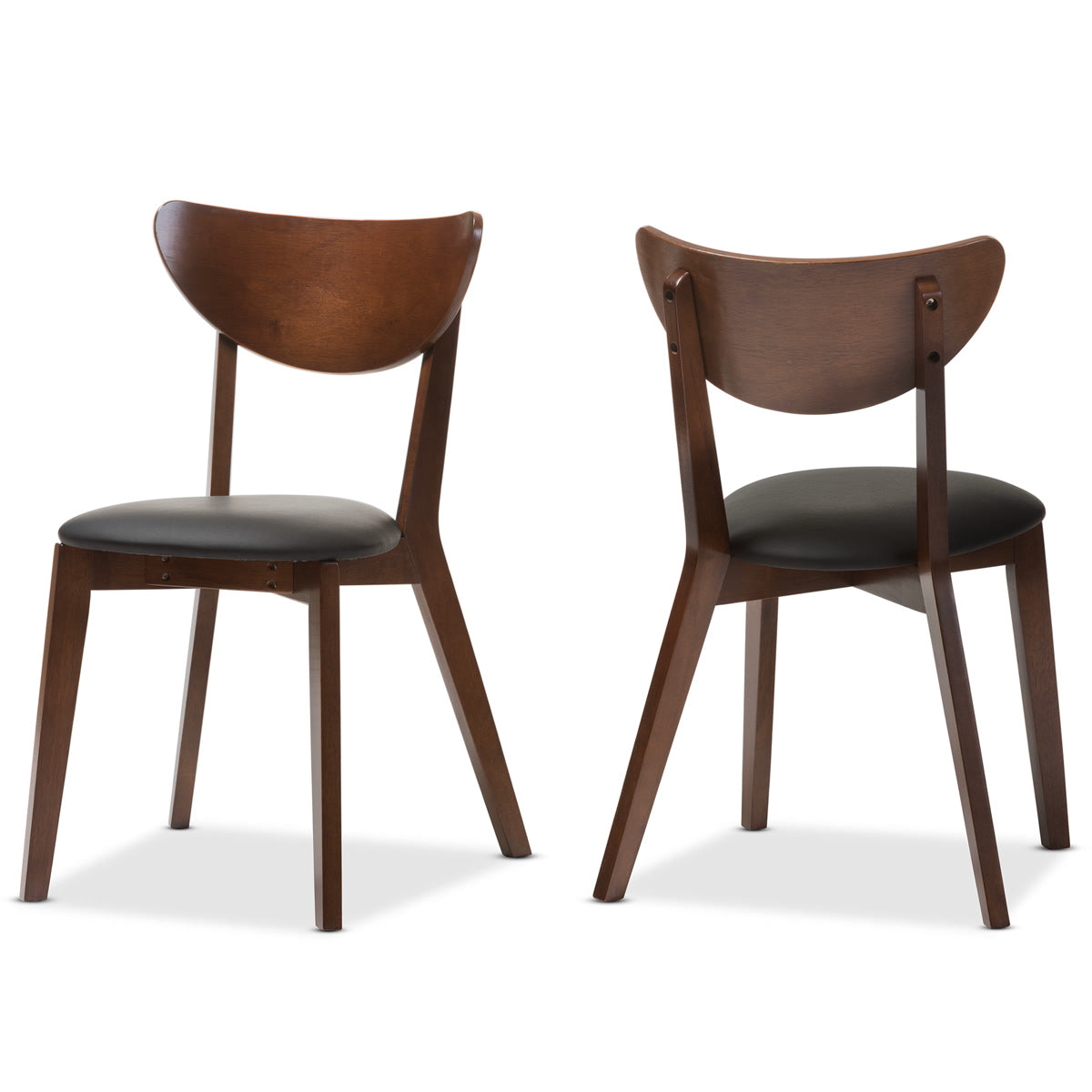 Baxton Studio Sumner Mid-Century Black Faux Leather and Walnut Brown Dining Chair Baxton Studio-dining chair-Minimal And Modern - 2