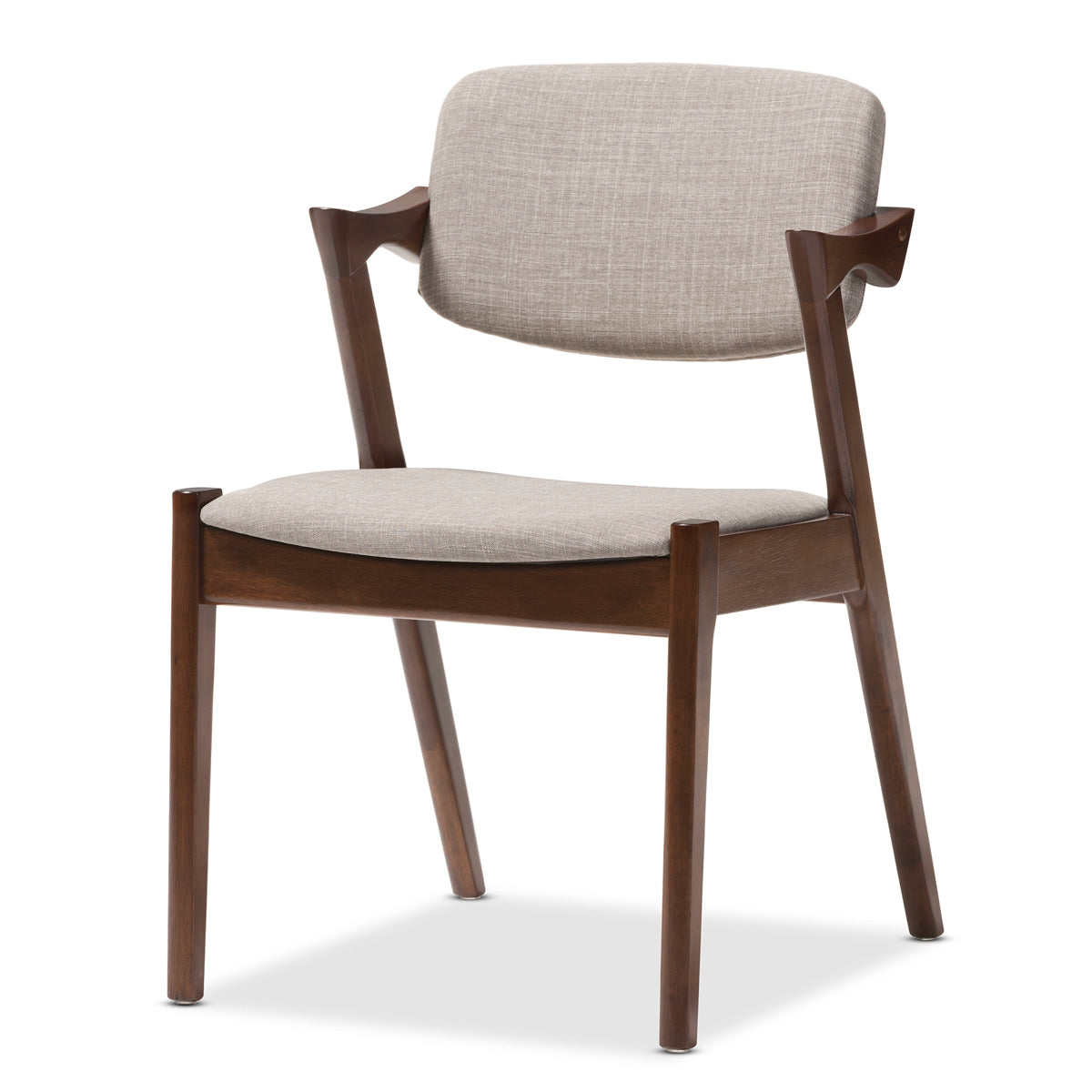 Baxton Studio Elegant Mid-Century Dark Walnut Wood Grey Fabric Upholstered Dining Armchair Baxton Studio-dining chair-Minimal And Modern - 2