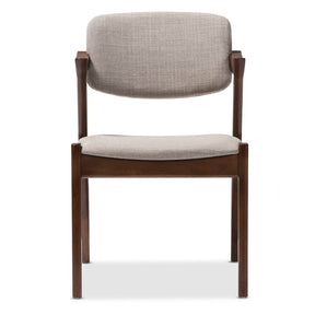 Baxton Studio Elegant Mid-Century Dark Walnut Wood Grey Fabric Upholstered Dining Armchair Baxton Studio-dining chair-Minimal And Modern - 3