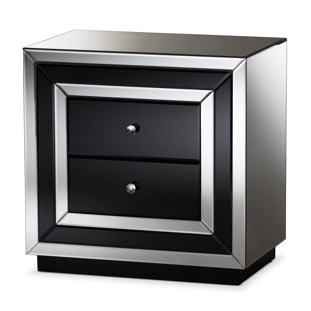 Baxton Studio Cecilia Hollywood Regency Glamour Style Mirrored 2-Drawer Nightstand Baxton Studio-nightstands-Minimal And Modern - 2