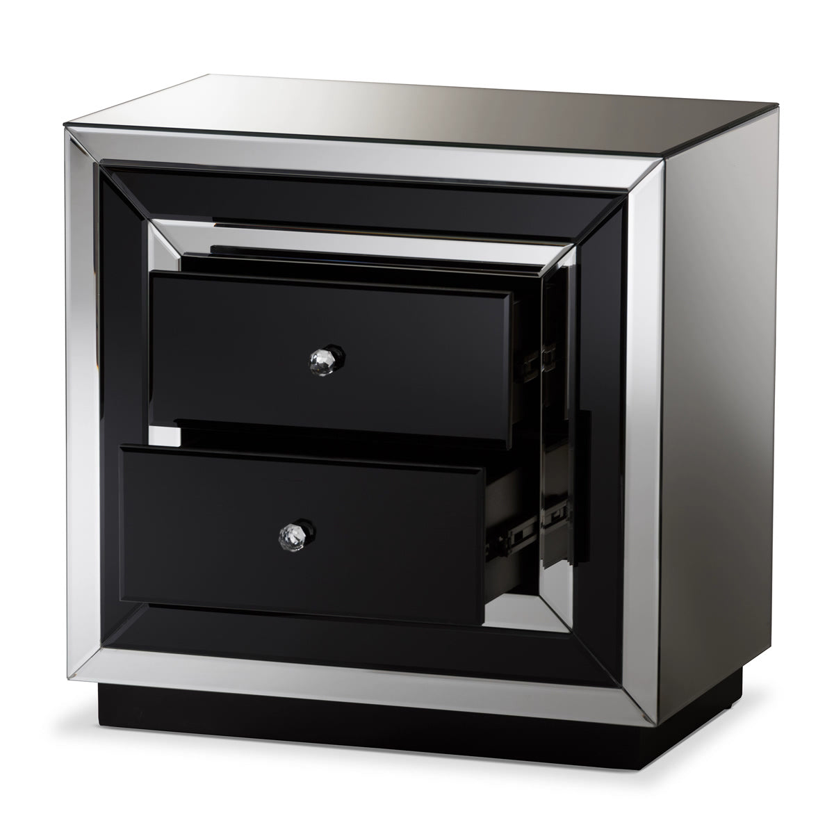 Baxton Studio Cecilia Hollywood Regency Glamour Style Mirrored 2-Drawer Nightstand Baxton Studio-nightstands-Minimal And Modern - 3