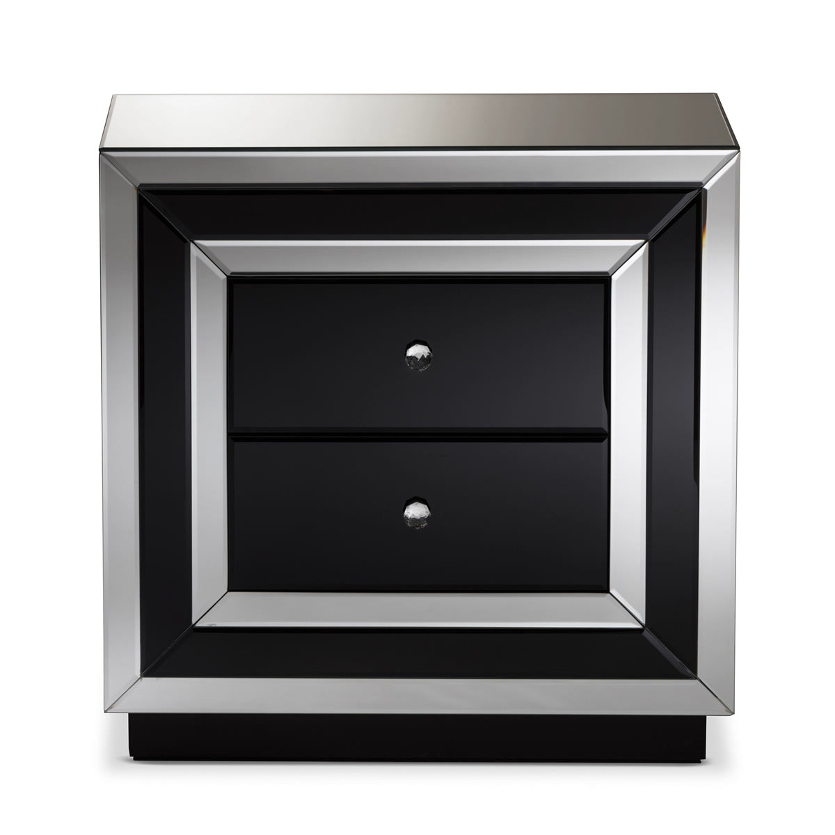 Baxton Studio Cecilia Hollywood Regency Glamour Style Mirrored 2-Drawer Nightstand Baxton Studio-nightstands-Minimal And Modern - 4