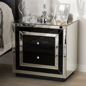 Baxton Studio Cecilia Hollywood Regency Glamour Style Mirrored 2-Drawer Nightstand Baxton Studio-nightstands-Minimal And Modern - 1