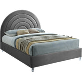 Meridian Furniture Rainbow Grey Velvet Queen BedMeridian Furniture - Queen Bed - Minimal And Modern - 1