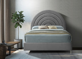 Meridian Furniture Rainbow Grey Velvet Queen Bed