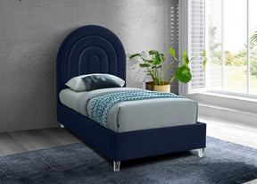 Meridian Furniture Rainbow Navy Velvet Twin Bed
