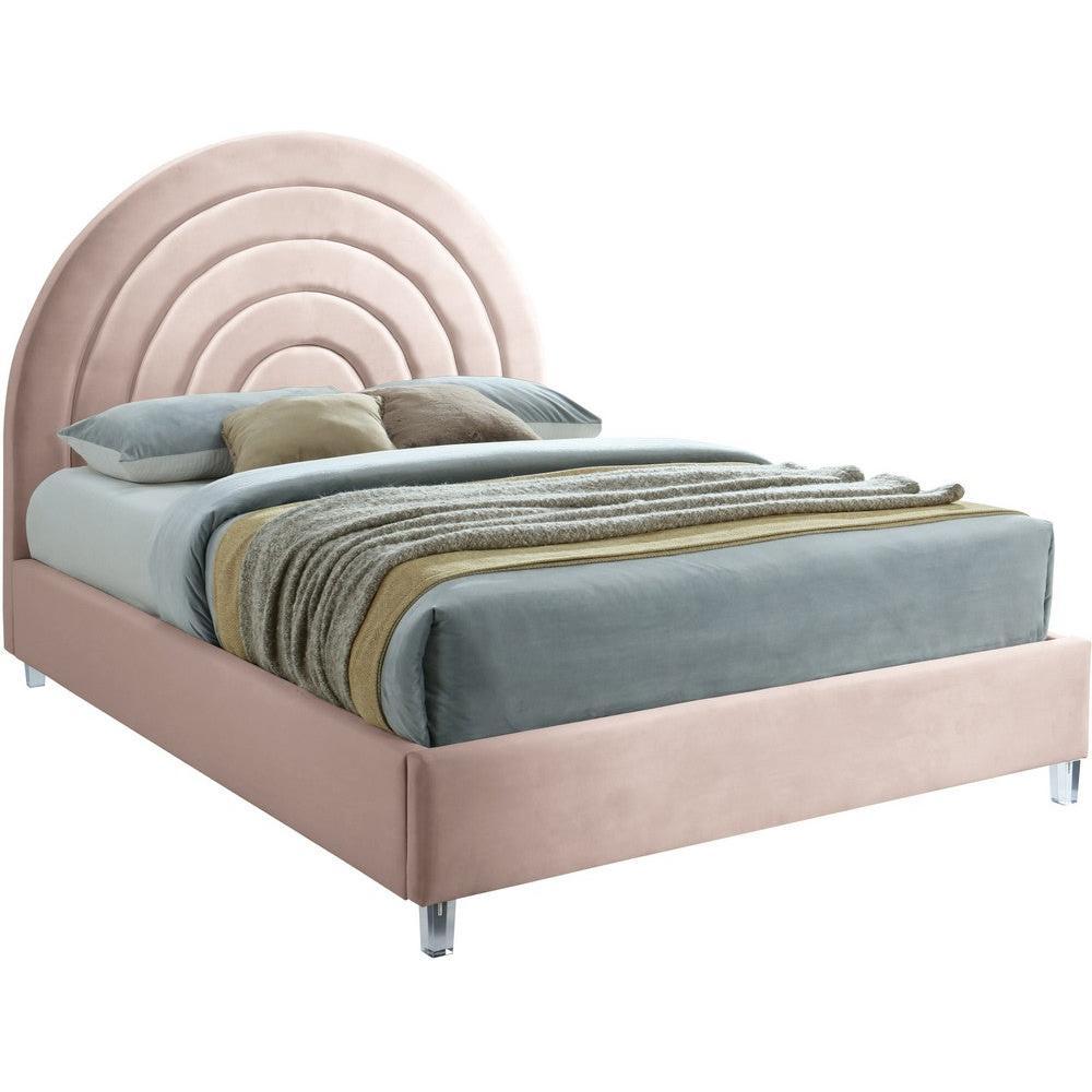 Meridian Furniture Rainbow Pink Velvet Full BedMeridian Furniture - Full Bed - Minimal And Modern - 1