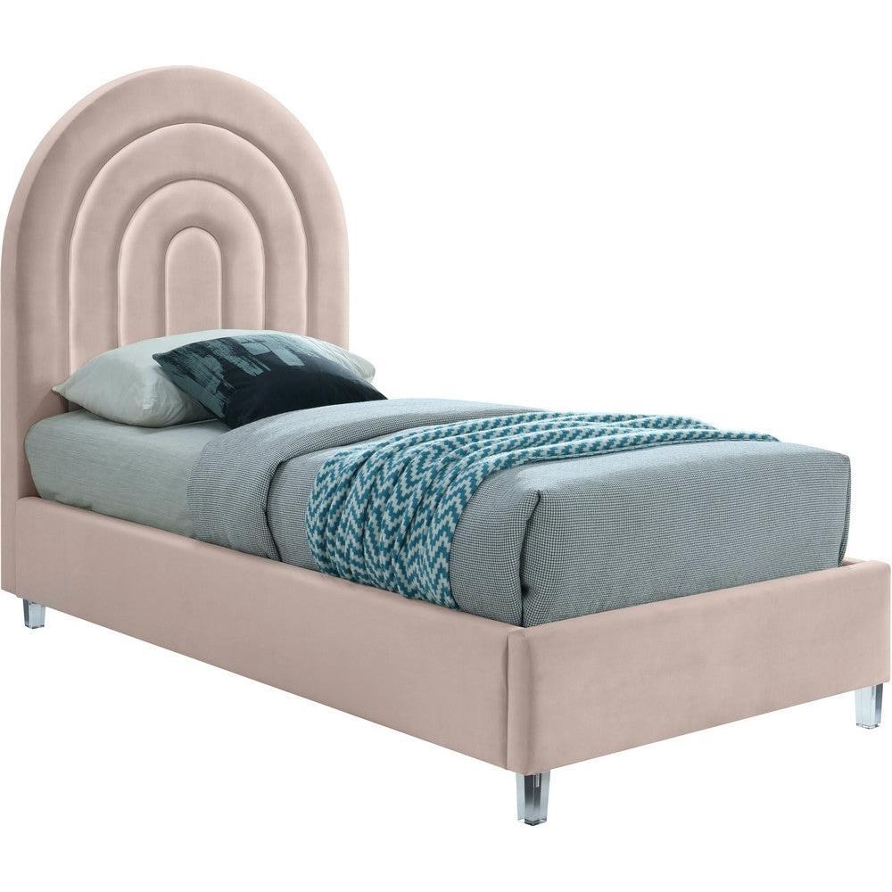 Meridian Furniture Rainbow Pink Velvet Twin BedMeridian Furniture - Twin Bed - Minimal And Modern - 1