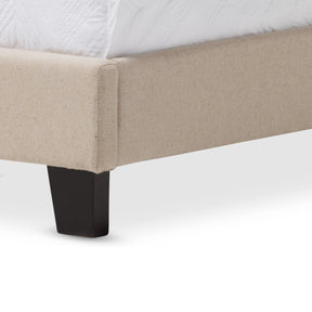 Baxton Studio Ramon Modern and Contemporary Beige Linen Upholstered Queen Size Bed with Nail Heads Baxton Studio-Queen Bed-Minimal And Modern - 5
