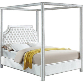 Meridian Furniture Rowan White Velvet King Bed (3 Boxes)Meridian Furniture - King Bed (3 Boxes) - Minimal And Modern - 1