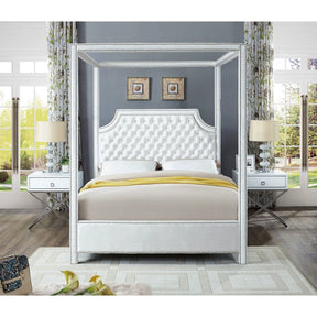 Meridian Furniture Rowan White Velvet Queen Bed (3 Boxes)