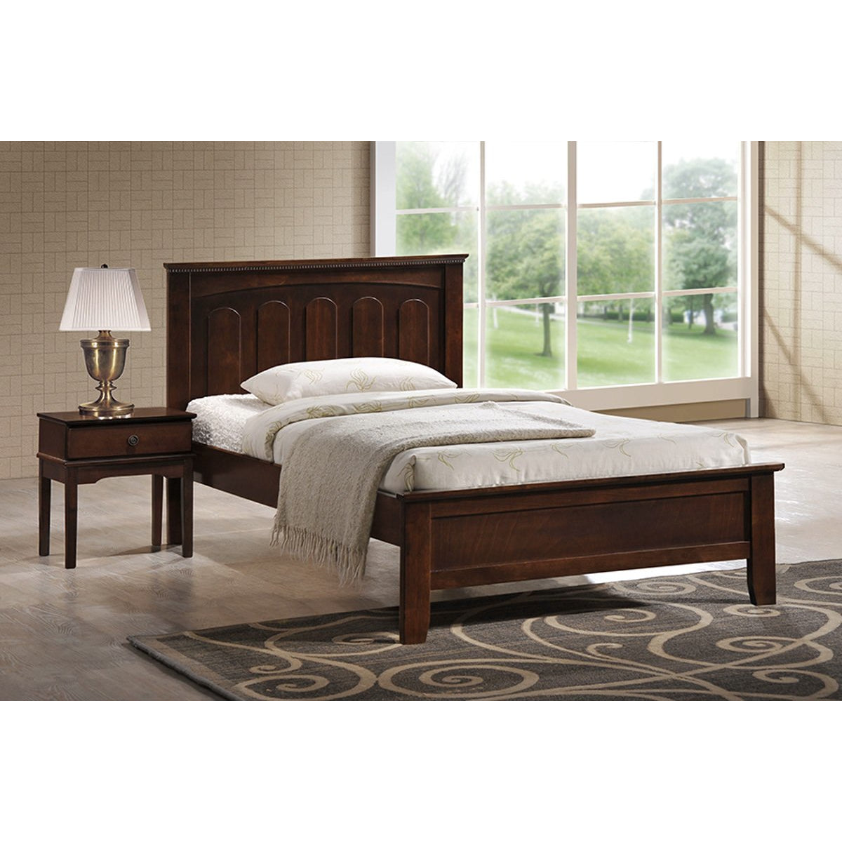 Baxton Studio Spuma Cappuccino Wood Contemporary Full-Size Bed Baxton Studio-beds-Minimal And Modern - 5