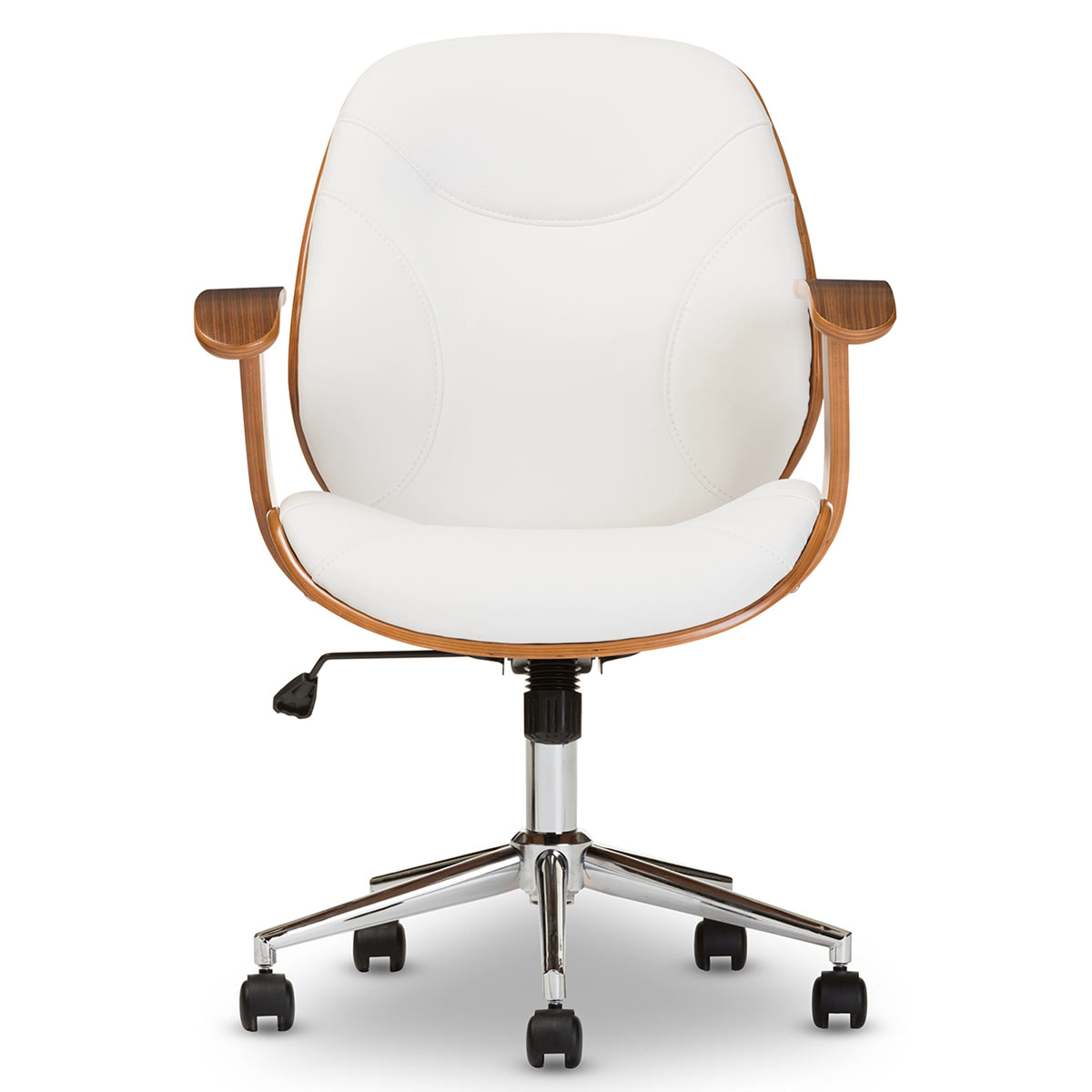 Baxton Studio Rathburn Modern and Contemporary White and Walnut Office Chair Baxton Studio-office chairs-Minimal And Modern - 2