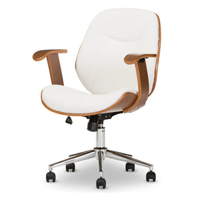 Baxton Studio Rathburn Modern and Contemporary White and Walnut Office Chair Baxton Studio-office chairs-Minimal And Modern - 3