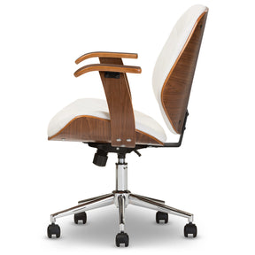 Baxton Studio Rathburn Modern and Contemporary White and Walnut Office Chair Baxton Studio-office chairs-Minimal And Modern - 4