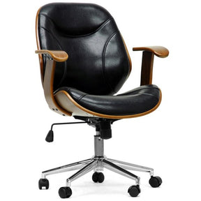Baxton Studio Rathburn Walnut and Black Modern Office Chair Baxton Studio-office chairs-Minimal And Modern - 1