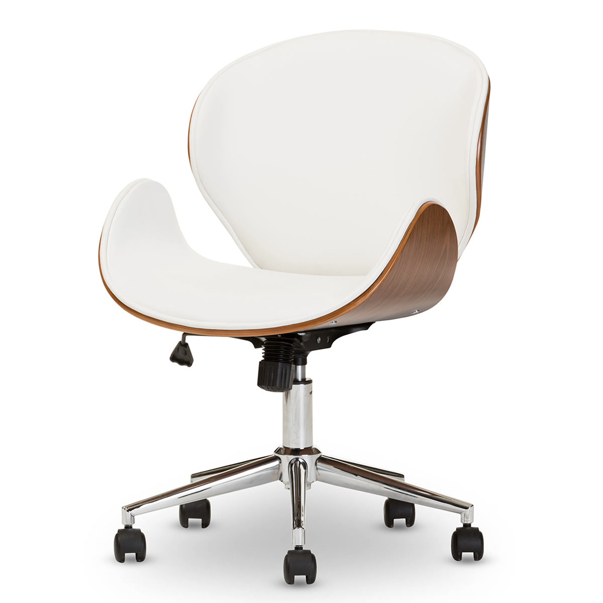 Baxton Studio Bruce Modern and Contemporary White and Walnut Office Chair Baxton Studio-office chairs-Minimal And Modern - 3