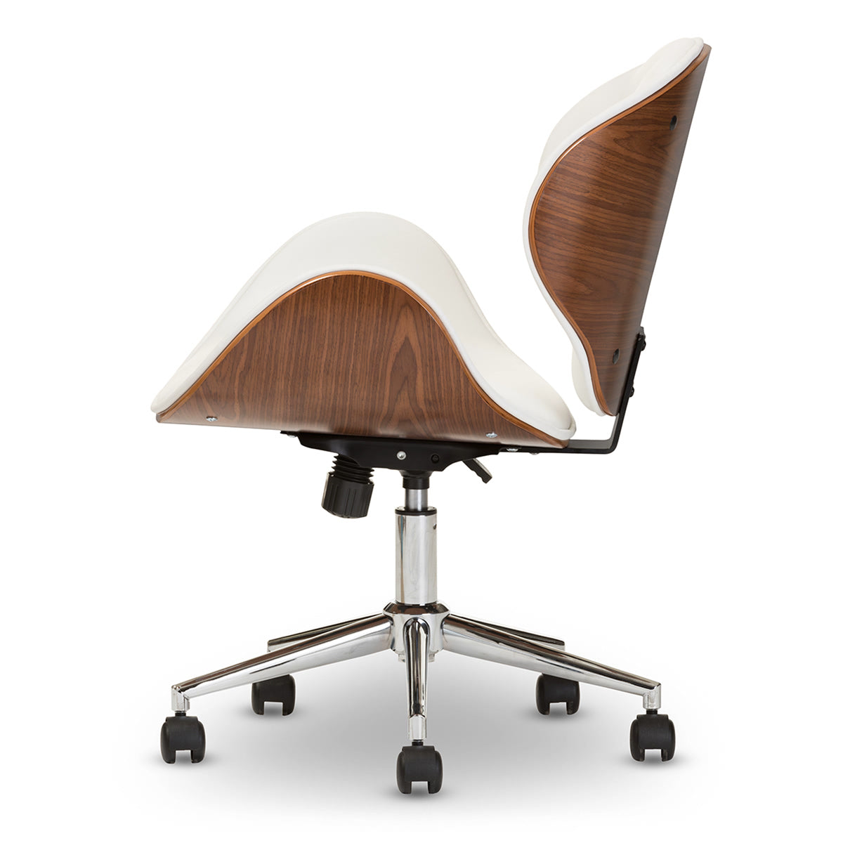 Baxton Studio Bruce Modern and Contemporary White and Walnut Office Chair Baxton Studio-office chairs-Minimal And Modern - 4