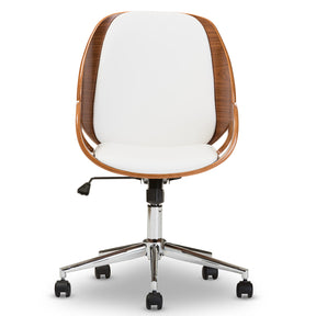 Baxton Studio Watson Modern and Contemporary White and Walnut Office Chair Baxton Studio-office chairs-Minimal And Modern - 2