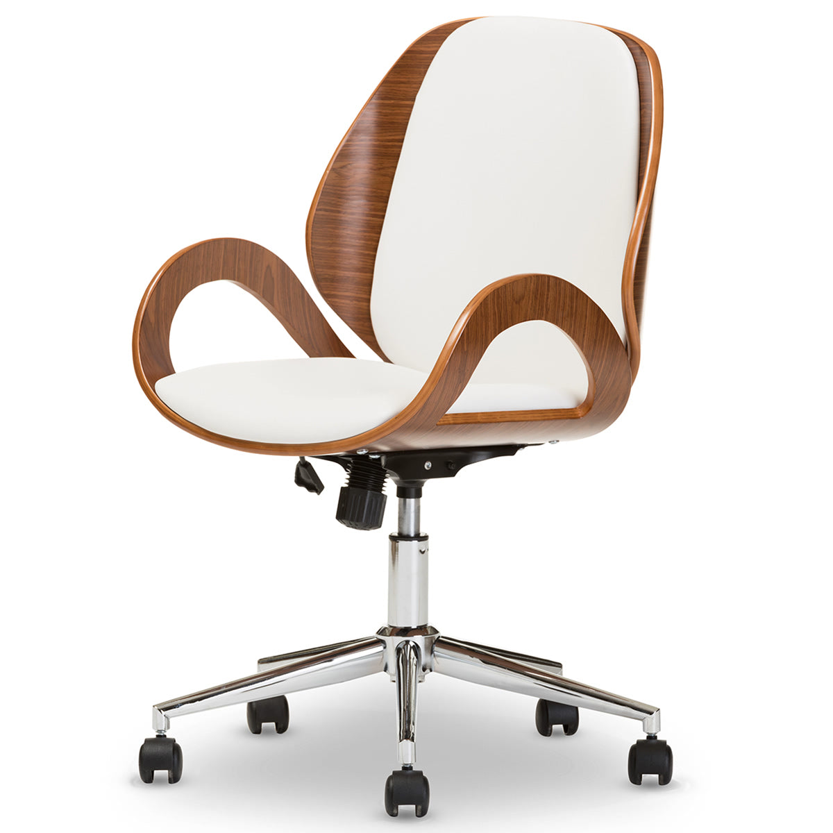 Baxton Studio Watson Modern and Contemporary White and Walnut Office Chair Baxton Studio-office chairs-Minimal And Modern - 3