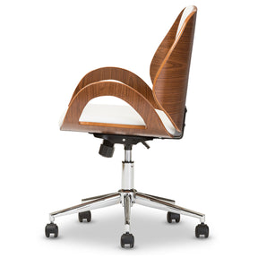 Baxton Studio Watson Modern and Contemporary White and Walnut Office Chair Baxton Studio-office chairs-Minimal And Modern - 4
