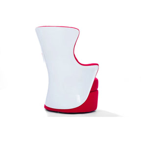 Baxton Studio Conundrum Red Fabric & White Plastic Contemporary Armchair Baxton Studio-chairs-Minimal And Modern - 3