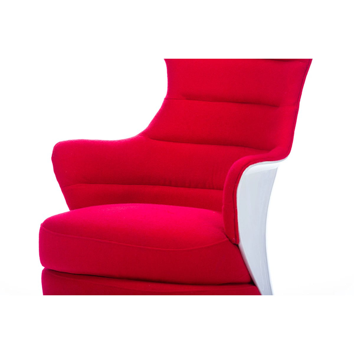 Baxton Studio Conundrum Red Fabric & White Plastic Contemporary Armchair Baxton Studio-chairs-Minimal And Modern - 4