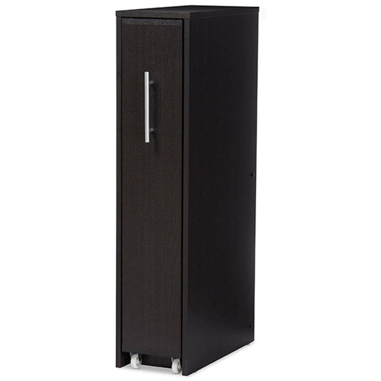 Baxton Studio Lindo Dark Brown Wood Bookcase with One Pulled-out Door Shelving Cabinet Baxton Studio--Minimal And Modern - 2