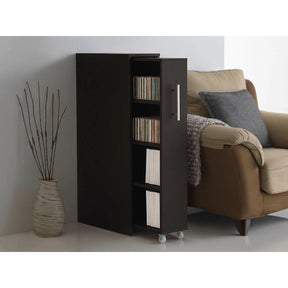 Baxton Studio Lindo Dark Brown Wood Bookcase with One Pulled-out Door Shelving Cabinet Baxton Studio--Minimal And Modern - 6