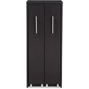 Baxton Studio Lindo Dark Brown Wood Bookcase with Two Pulled-out Doors Shelving Cabinet Baxton Studio--Minimal And Modern - 1