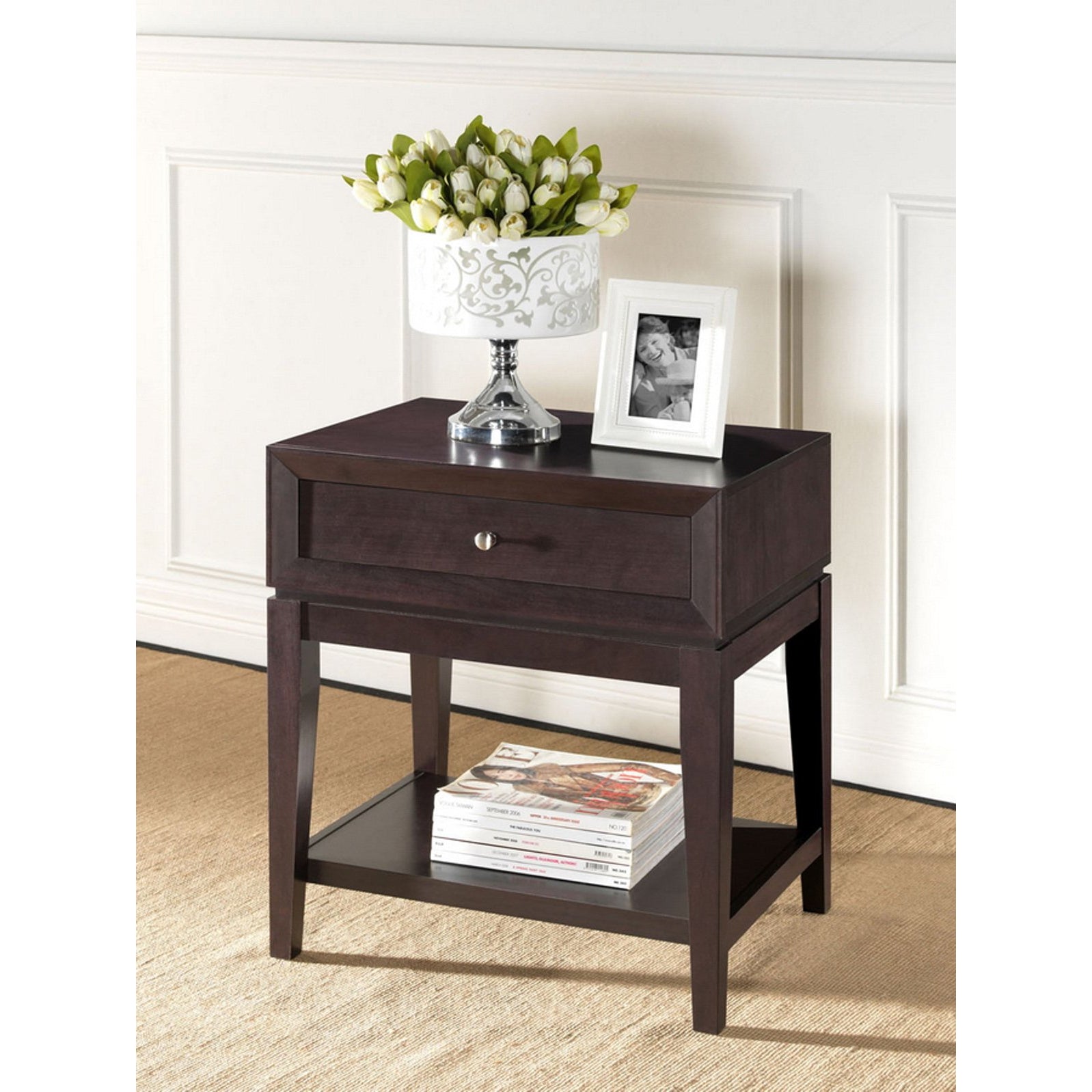Baxton Studio Morgan Brown Modern Accent Table and Nightstand Baxton Studio-nightstands-Minimal And Modern - 2