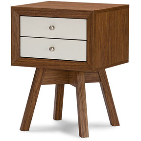 Baxton Studio Warwick Two-tone Walnut and White Modern Accent Table and Nightstand Baxton Studio-nightstands-Minimal And Modern - 2