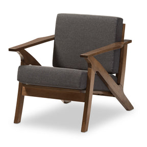 Baxton Studio Cayla Mid-Century Modern Grey Fabric and "Walnut" Brown Wood Living Room 1-Seater Lounge Chair Baxton Studio-chairs-Minimal And Modern - 2