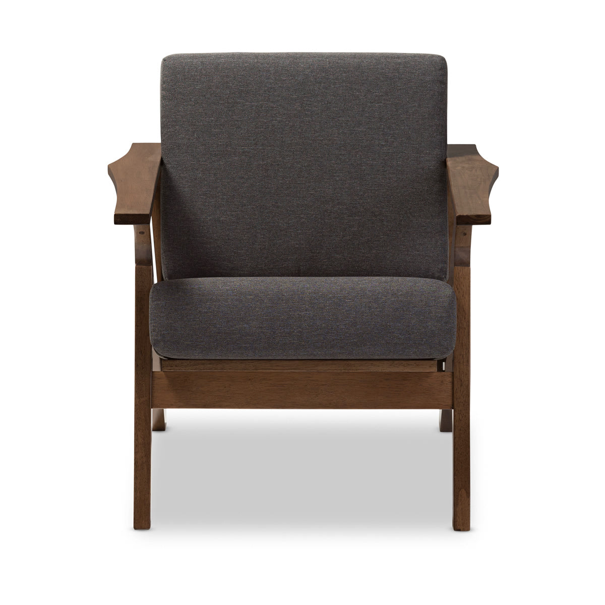 Baxton Studio Cayla Mid-Century Modern Grey Fabric and "Walnut" Brown Wood Living Room 1-Seater Lounge Chair Baxton Studio-chairs-Minimal And Modern - 3