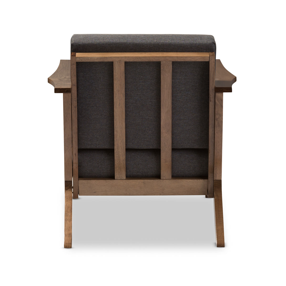 Baxton Studio Cayla Mid-Century Modern Grey Fabric and "Walnut" Brown Wood Living Room 1-Seater Lounge Chair Baxton Studio-chairs-Minimal And Modern - 5