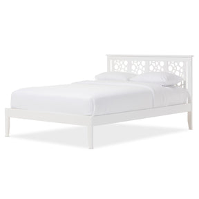 Baxton Studio Celine Modern and Contemporary Geometric Pattern White Solid Wood Full Size Platform Bed  Baxton Studio-Full Bed-Minimal And Modern - 2
