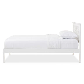 Baxton Studio Celine Modern and Contemporary Geometric Pattern White Solid Wood Full Size Platform Bed  Baxton Studio-Full Bed-Minimal And Modern - 3