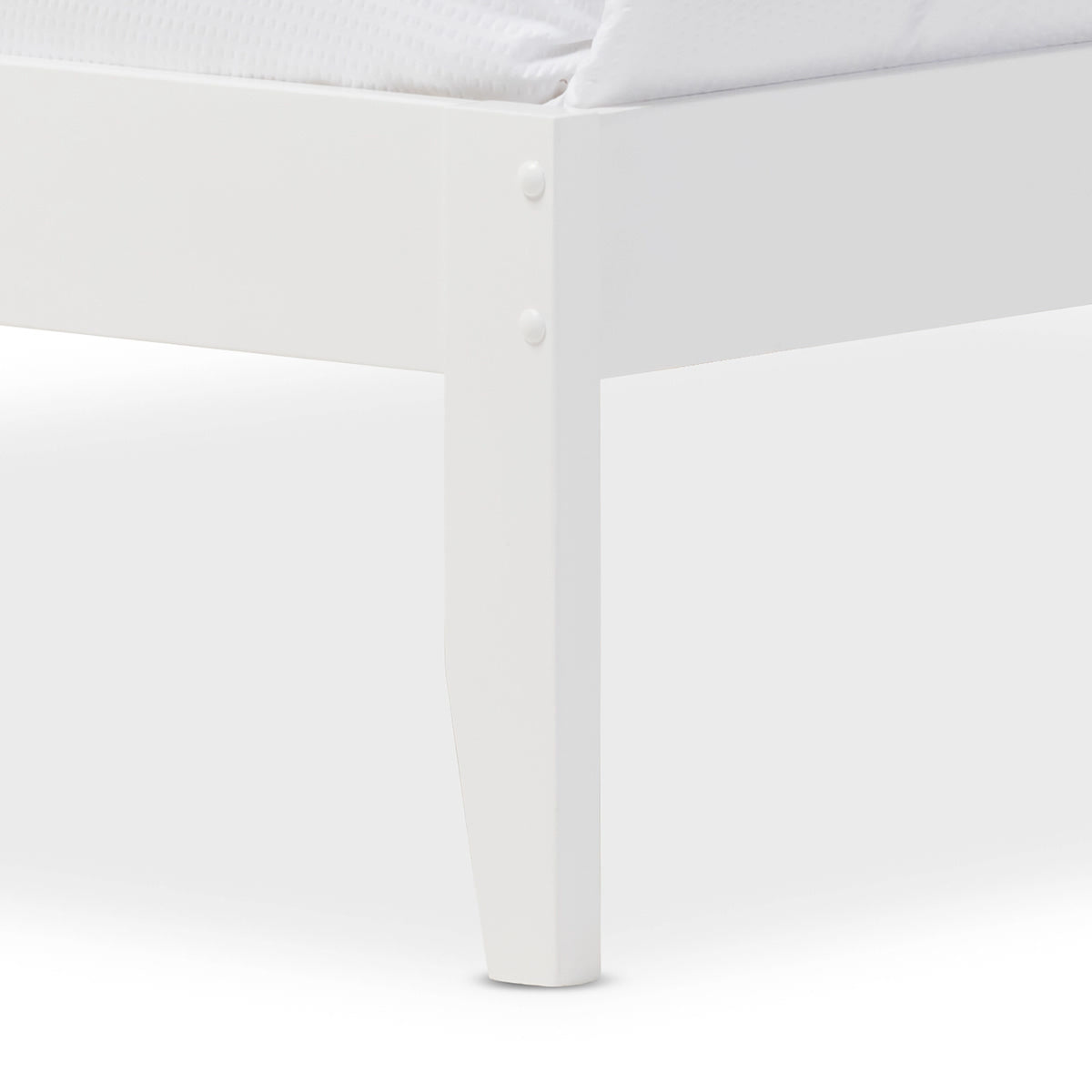 Baxton Studio Celine Modern and Contemporary Geometric Pattern White Solid Wood Queen Size Platform Bed  Baxton Studio-Queen Bed-Minimal And Modern - 5