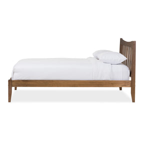 Baxton Studio Edeline Mid-Century Modern Solid Walnut Wood Curvaceous Slatted Queen Size Platform Bed  Baxton Studio-Queen Bed-Minimal And Modern - 3