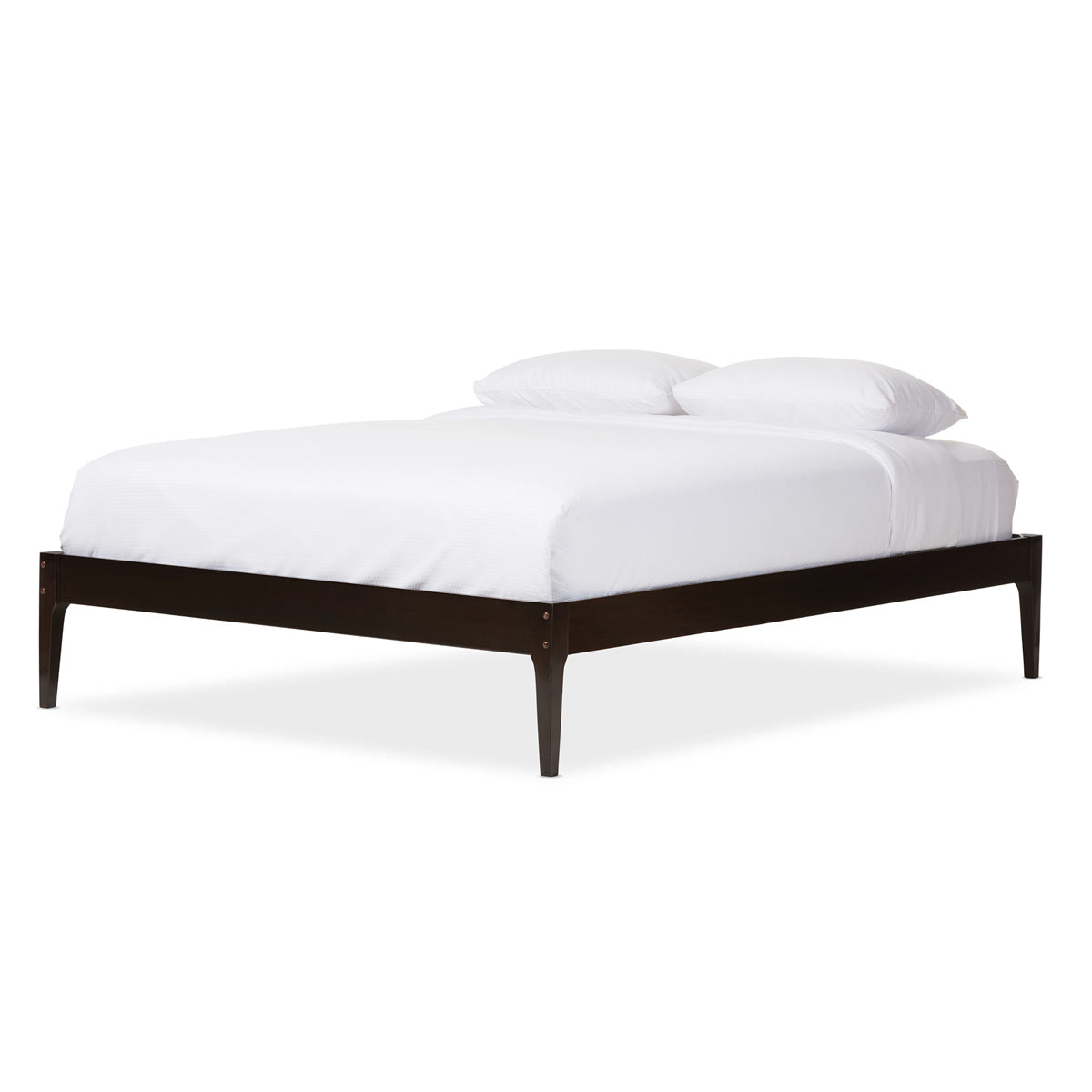 Baxton Studio Bentley Mid-Century Modern Cappuccino Finishing Solid Wood Queen Size Bed Frame  Baxton Studio-Queen Bed-Minimal And Modern - 2