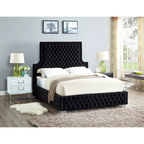 Meridian Furniture Sedona Black Velvet Queen Bed-Minimal & Modern