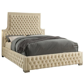 Meridian Furniture Sedona Cream Velvet Queen BedMeridian Furniture - Queen Bed - Minimal And Modern - 1