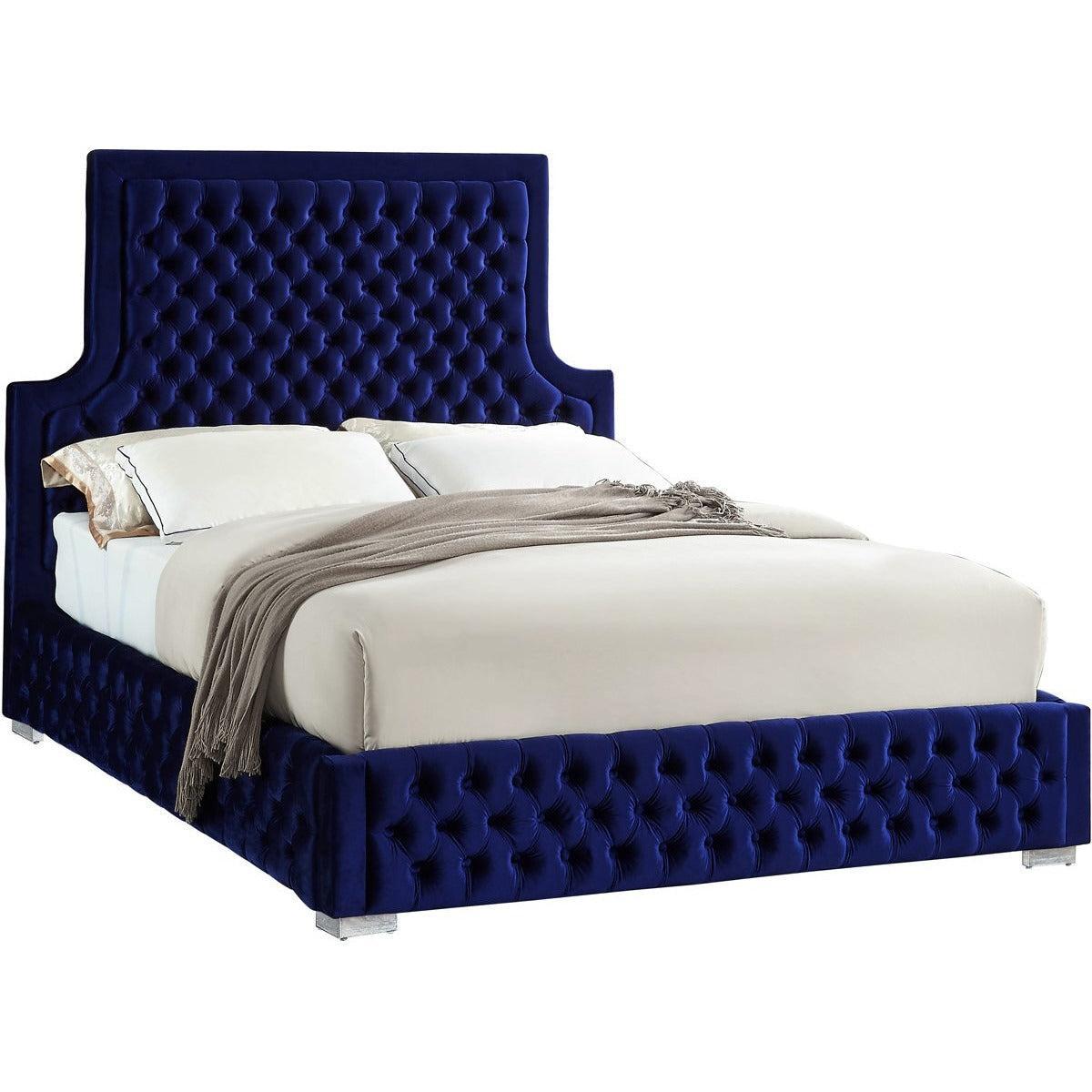 Meridian Furniture Sedona Navy Velvet Queen BedMeridian Furniture - Queen Bed - Minimal And Modern - 1