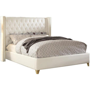Meridian Furniture Soho White Bonded Leather Queen BedMeridian Furniture - Queen Bed - Minimal And Modern - 1