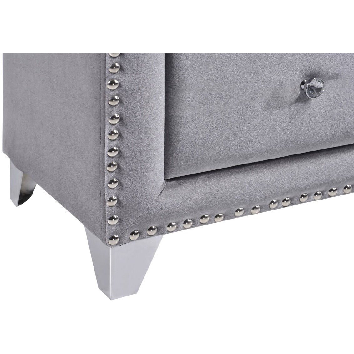 Meridian Furniture Sophie Grey Velvet Chest-Minimal & Modern