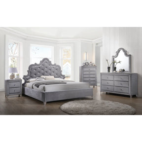 Meridian Furniture Sophie Grey Velvet King Bed-Minimal & Modern